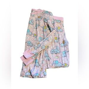Little Sleepies Pink Elephant Snuggles Long Sleeve 2 Piece Set Girls 7/8
